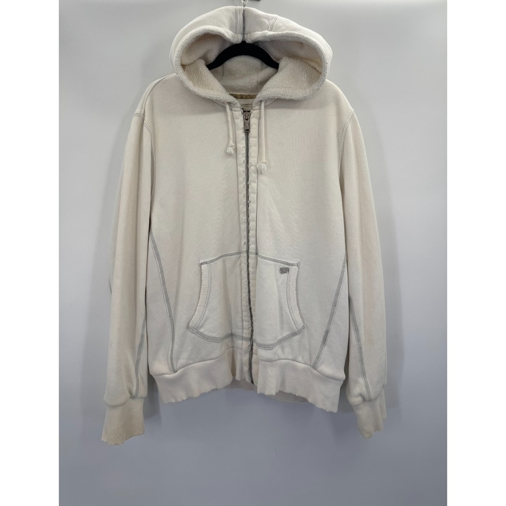 Retro 90s Y2K Men Express Sherpa Full Zip Hoodie Sweatshirt Jacket XL Streetwear